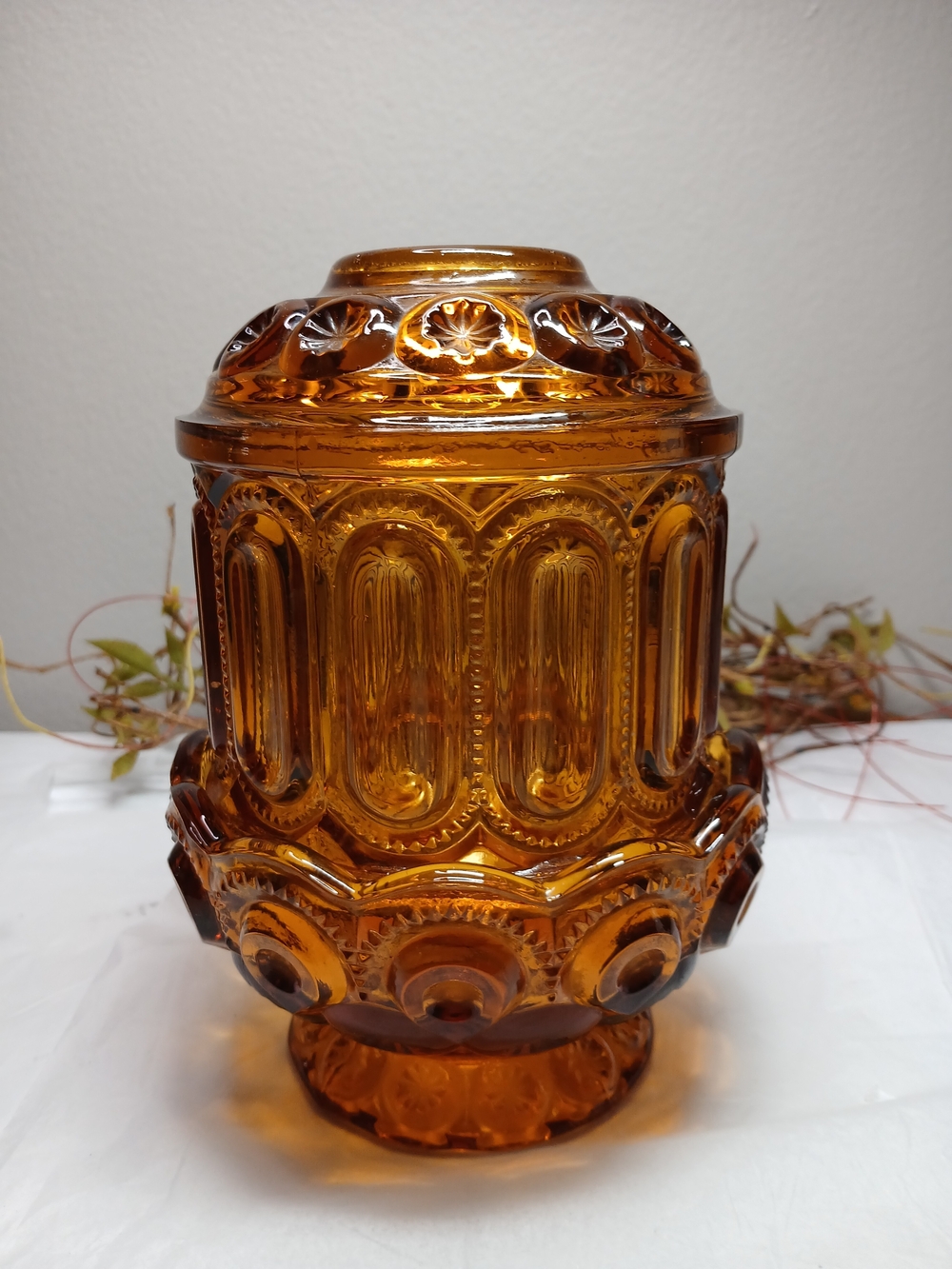 Amber Decorative Glass Fairy Lamp Candleholder - Elegant Amber Accent